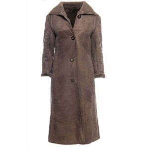 Sawyer of Napa Real Sheepskin Women's Long Coat Jacket Shearling Size 8